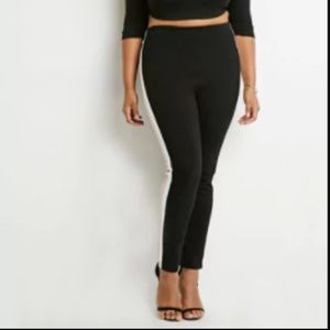 Forever 21+ black stretchy pants with stripe